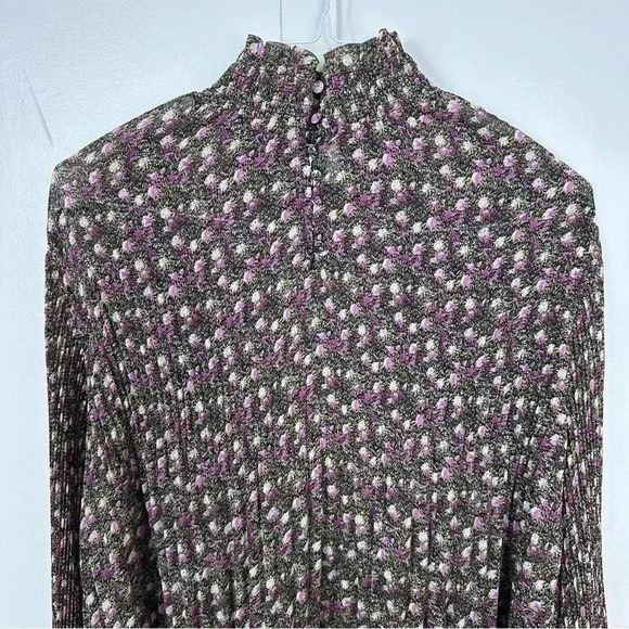Cabi Knife Pleat Blouse Loose Fit Flowy Floral Print Balloon Sleeves Size M - Picture 2 of 7